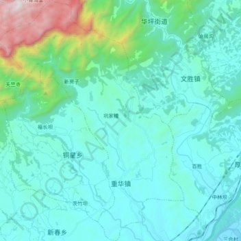 重华镇 topographic map, elevation, terrain