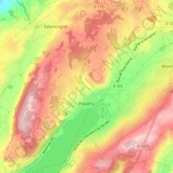 Paladru topographic map, elevation, terrain