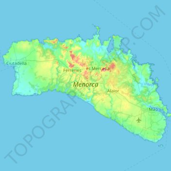 Balearic Islands topographic map, elevation, terrain