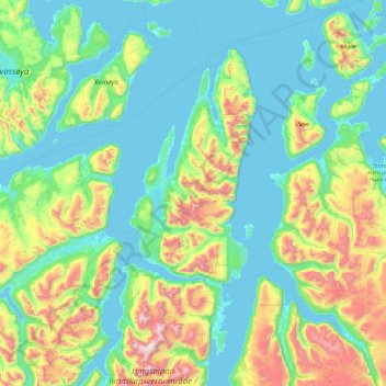 Troms og Finnmark topographic map, elevation, terrain