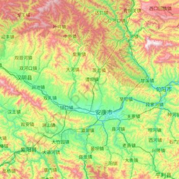 汉滨区 topographic map, elevation, terrain