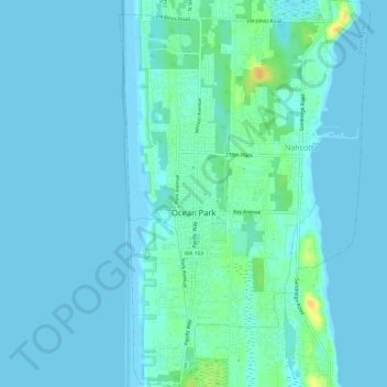 Ocean Park topographic map, elevation, terrain