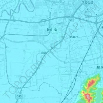 姜山镇 topographic map, elevation, terrain