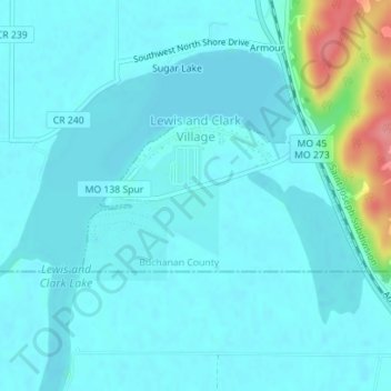 Lewis and Clark Village topographic map, elevation, terrain