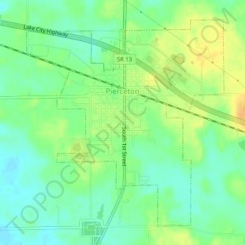 Pierceton topographic map, elevation, terrain