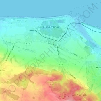 Kühlungsborn topographic map, elevation, terrain