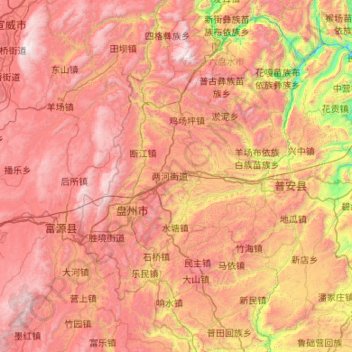 盘州市 topographic map, elevation, terrain