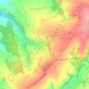 Holzbach topographic map, elevation, terrain