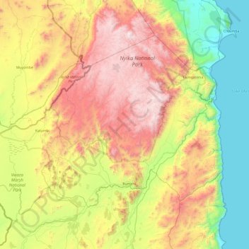 Rumphi topographic map, elevation, terrain