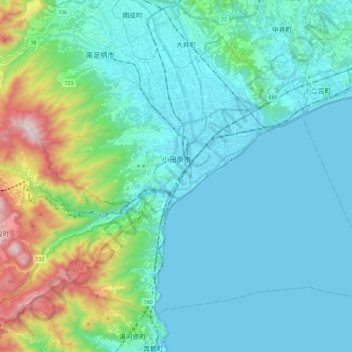 小田原市 topographic map, elevation, terrain