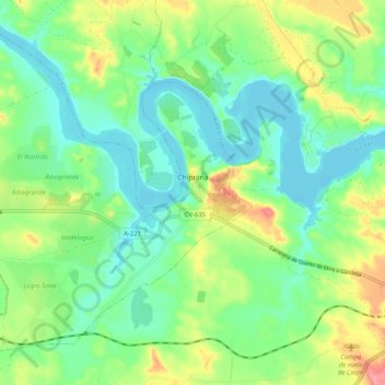 Chiprana topographic map, elevation, terrain