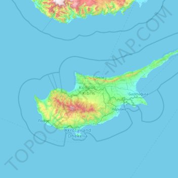 Cyprus topographic map, elevation, terrain