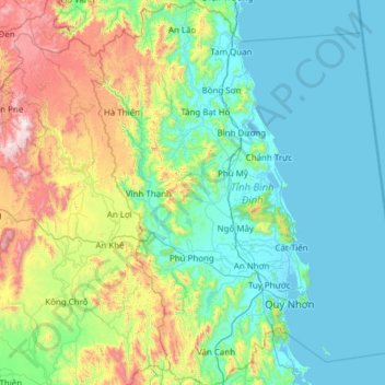Bình Định topographic map, elevation, terrain