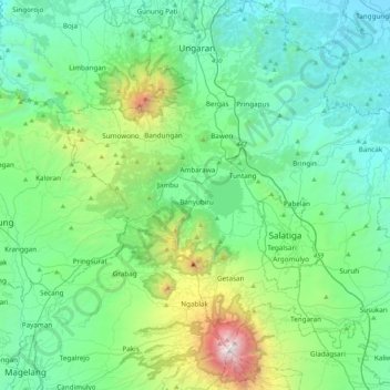 Kabupaten Semarang topographic map, elevation, terrain