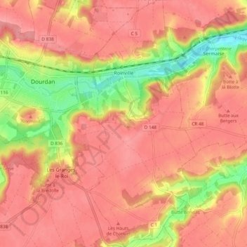 Roinville topographic map, elevation, terrain