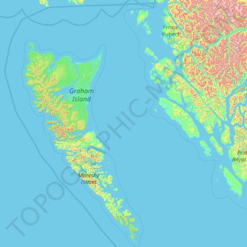 Skeena-Queen Charlotte Regional District topographic map, elevation, terrain