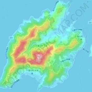 下蒲刈島 topographic map, elevation, terrain
