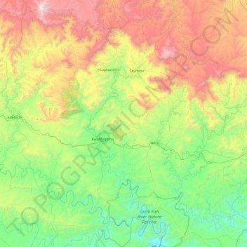 Nkonkobe Local Municipality topographic map, elevation, terrain