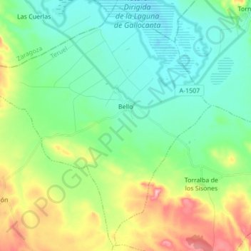 Bello topographic map, elevation, terrain