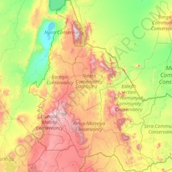 Samburu topographic map, elevation, terrain