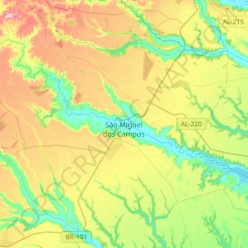 São Miguel dos Campos topographic map, elevation, terrain