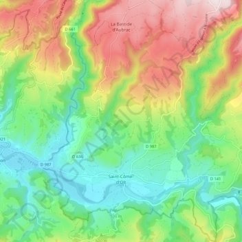 Saint-Côme-d'Olt topographic map, elevation, terrain