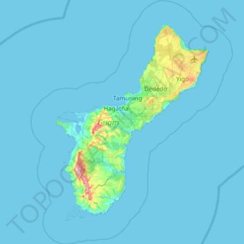 Guam topographic map, elevation, terrain