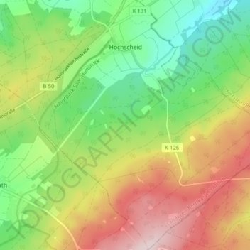 Hochscheid topographic map, elevation, terrain