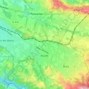 Buziet topographic map, elevation, terrain