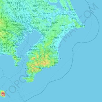 千葉県 topographic map, elevation, terrain