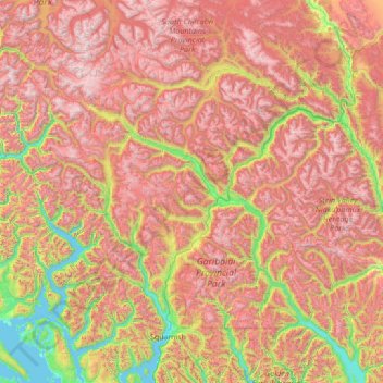 Squamish-Lillooet Regional District topographic map, elevation, terrain