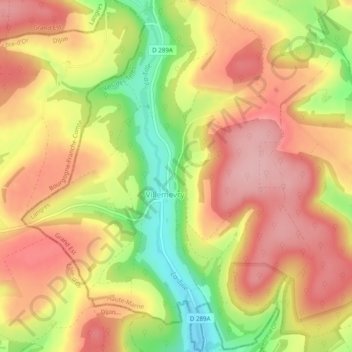 Villemervry topographic map, elevation, terrain