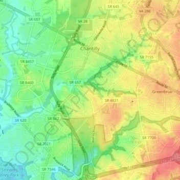 Chantilly topographic map, elevation, terrain