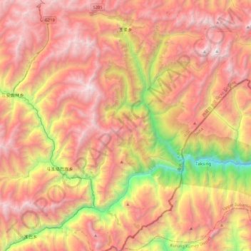 玉麦乡 topographic map, elevation, terrain