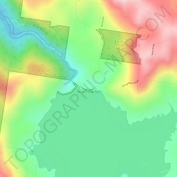 Baroon Pocket Dam topographic map, elevation, terrain