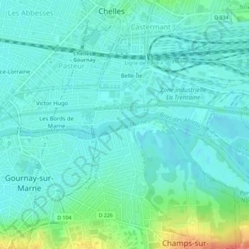 La Marne topographic map, elevation, terrain