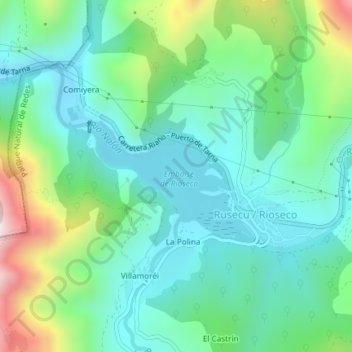 Embalse de Rioseco topographic map, elevation, terrain