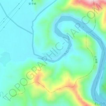 蟠桃峪村 topographic map, elevation, terrain