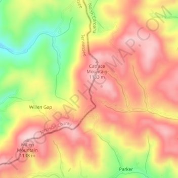 Catface Mountain topographic map, elevation, terrain