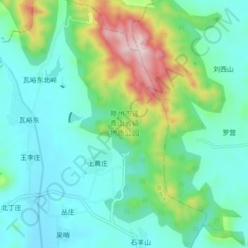 滕州市莲青山省级地质公园 topographic map, elevation, terrain