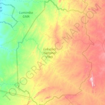 Lukusuzi National Park topographic map, elevation, terrain