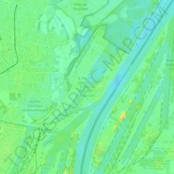 Bassin aux Pétroles et Bassin Albert Auberger topographic map, elevation, terrain