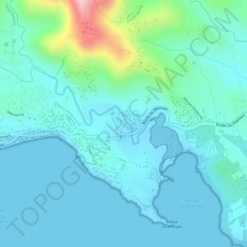 Le Diamant topographic map, elevation, terrain