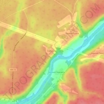 Корчажиха topographic map, elevation, terrain