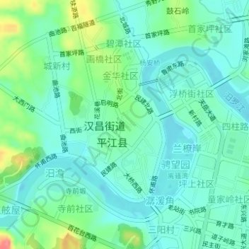 平江烈士陵园 topographic map, elevation, terrain