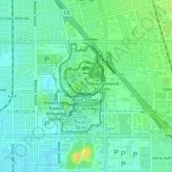 Main Street topographic map, elevation, terrain