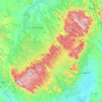 Vértes topographic map, elevation, terrain