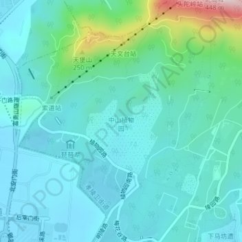 中山植物园 topographic map, elevation, terrain