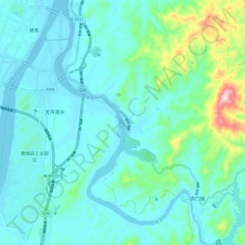 黎滩河 topographic map, elevation, terrain