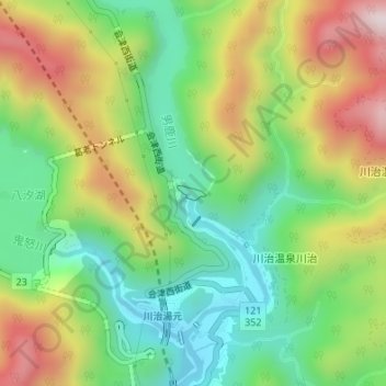 五十里ダム topographic map, elevation, terrain